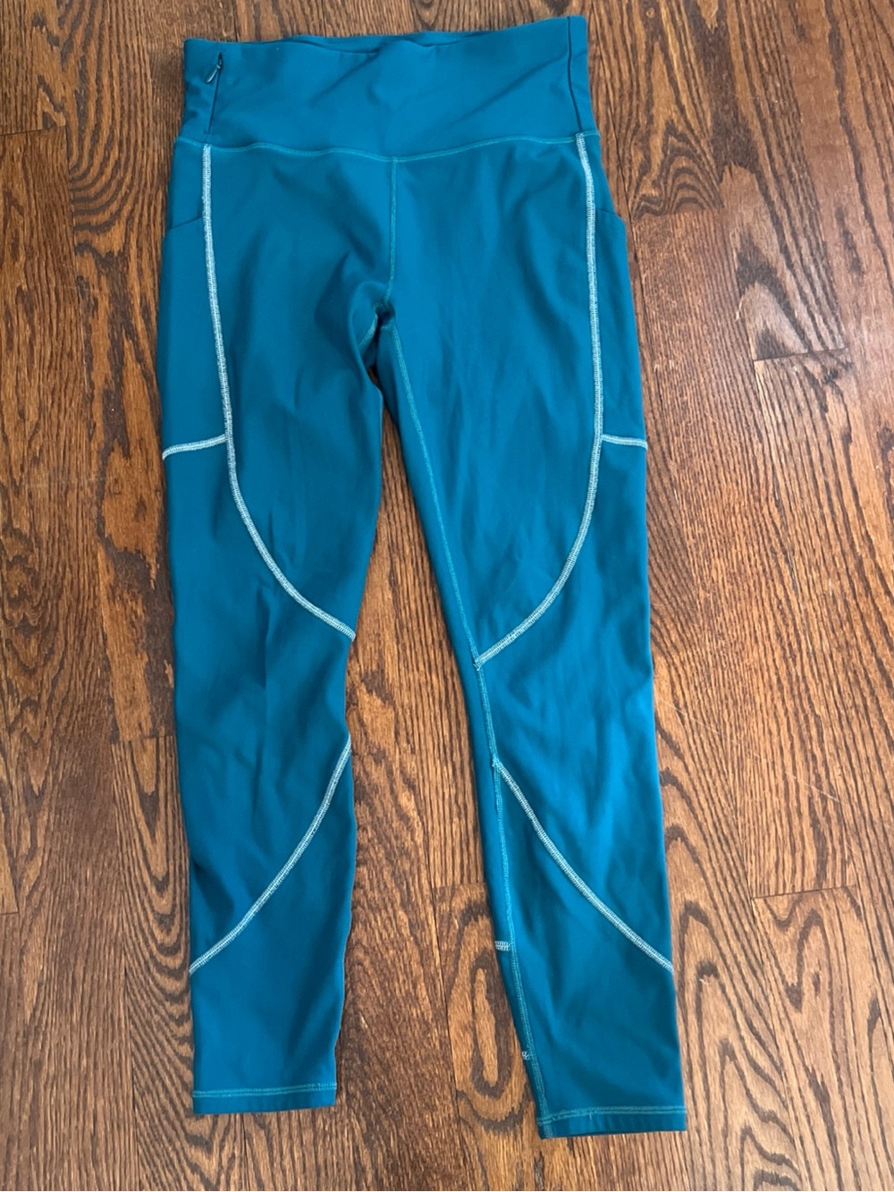 Fabletics Teal Yoga Pants Stretchy Phone And Zipper Pockets Size Small